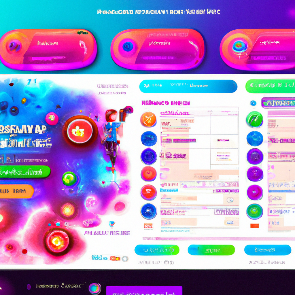Feature screenshot: level editor UI with neon accents